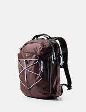 garnet backpack with black straps on a white background